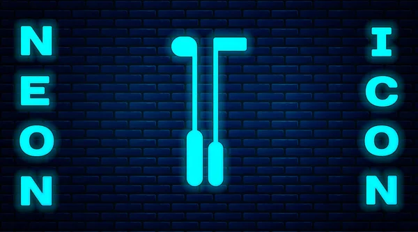 Brilhante Neon Golf Club Ícone Isolado Fundo Parede Tijolo Ilustração —  Vetores de Stock