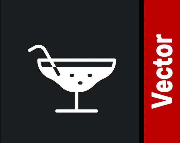 Weißes Cocktail Symbol Isoliert Auf Schwarzem Hintergrund Vektorillustration — Stockvektor