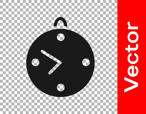 Ícone Relógio Preto Isolado Fundo Transparente Símbolo Temporal Ilustração Vetorial — Vetor de Stock