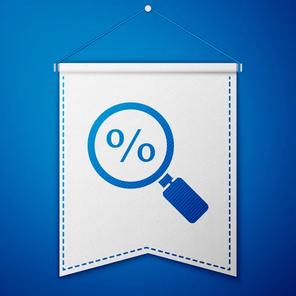 Blaue Lupe Mit Prozentsymbol Auf Blauem Hintergrund Discount Angebote Suchen — Stockvektor