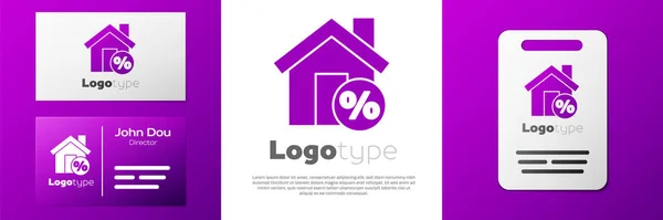 Logotyp Haus Mit Percant Discount Tag Symbol Isoliert Auf Weißem — Stockvektor