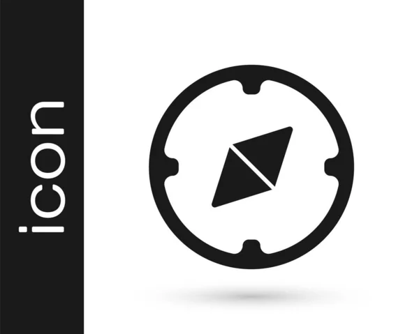 Γκρίζο Εικονίδιο Πυξίδα Απομονώνεται Λευκό Φόντο Σύμβολο Πλοήγησης Γουίντροουζ Ανεμοζώδιο — Διανυσματικό Αρχείο