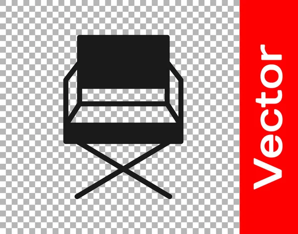 黑色导演电影椅子图标孤立在透明的背景下 电影业 病媒图解 — 图库矢量图片