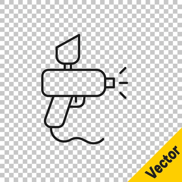 Black Line Paint Spray Gun Icon Isolated Transparent Background Vector — Stok Vektör