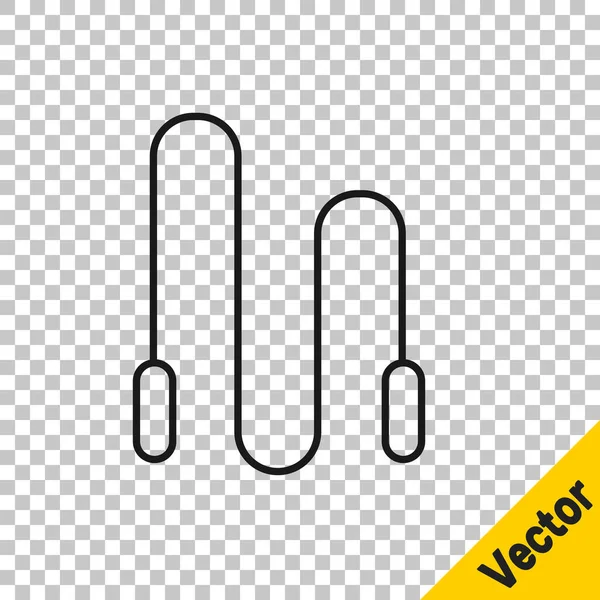 Línea Negra Icono Cuerda Salto Aislado Sobre Fondo Transparente Saltar — Vector de stock
