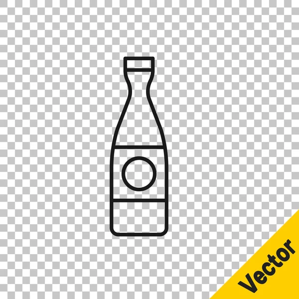 Línea Negra Icono Botella Cerveza Aislado Sobre Fondo Transparente Ilustración — Vector de stock