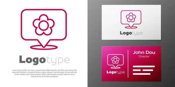 Línea Logotipo Localización Con Icono Flor Aislado Sobre Fondo Blanco — Vector de stock