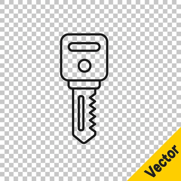 Black Line House Key Icon Isolated Transparent Background Vector Illustration — Stock Vector