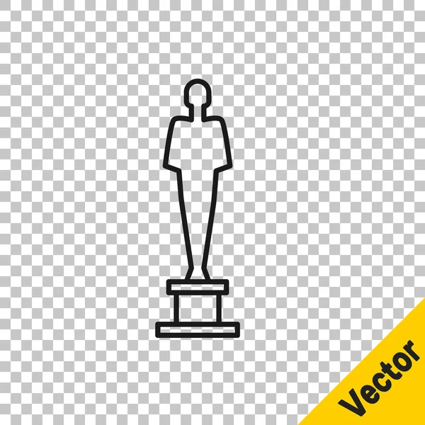 Black Line Movie Trophy Icon Isolated Transparent Background Academy Award — Stock Vector