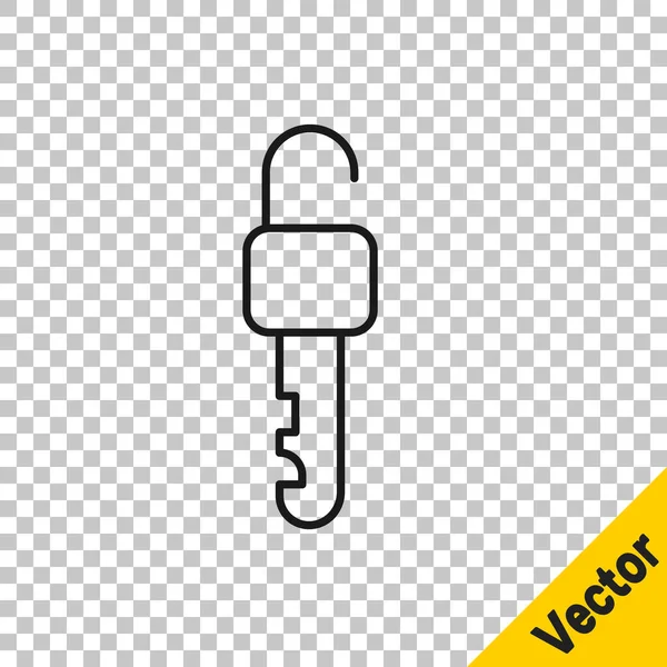 Schwarze Linie Entsperrtes Schlüsselsymbol Isoliert Auf Transparentem Hintergrund Vektorillustration — Stockvektor