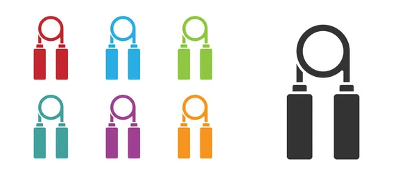 Black Sport expander icon isolated on white background. Sport equipment. Set icons colorful. Vector Illustration — Stock Illustration Black Sport Expander Icon Isolated White Background Sport Equipment Set Vector Graphics