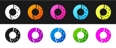 Siyah ve beyaz arkaplanda izole edilmiş tatlı jöleli donut. Vektör İllüstrasyonu