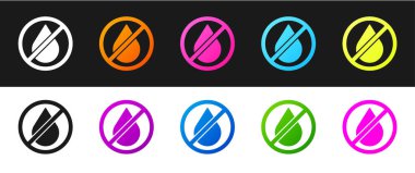 Yasak su bırakma simgesini siyah beyaz arkaplanda izole et. Su işareti yok. Vektör İllüstrasyonu