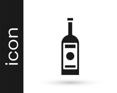 Beyaz arka planda izole edilmiş gri cam votka ikonu şişesi. Vektör İllüstrasyonu