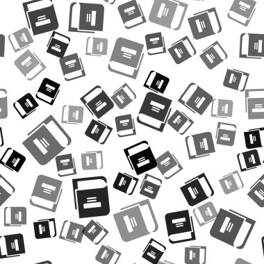 Siyah Kitap simgesi beyaz arkaplanda izole edilmiş kusursuz desen. Vektör İllüstrasyonu