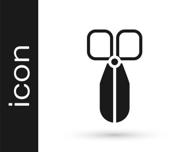 Gri Makas simgesi beyaz arkaplanda izole edildi. Alet kesme işareti. Vektör İllüstrasyonu