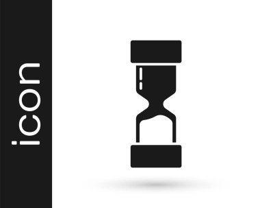 Gri eski akan kum saati simgesi beyaz arka plan üzerinde izole kum. Kum saati işareti. İş ve zaman yönetimi kavramı. Vektör çizim