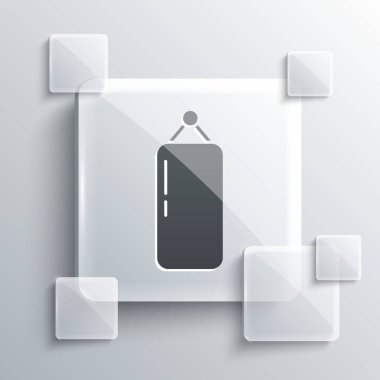 Gri arka planda Gri Kum Torbası simgesi izole edildi. Kare cam paneller. Vektör İllüstrasyonu