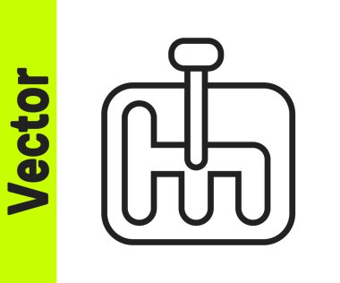 Siyah çizgi vites değiştiren simgesi beyaz arkaplanda izole edildi. İletişim simgesi. Vektör İllüstrasyonu