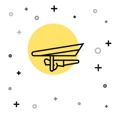 Siyah çizgi planör simgesi beyaz arkaplanda izole edildi. Olağanüstü bir spor. Rastgele dinamik şekiller. Vektör İllüstrasyonu