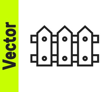 Siyah çizgili bahçe çitleri beyaz arka planda izole edilmiş ahşap ikon. Vektör İllüstrasyonu