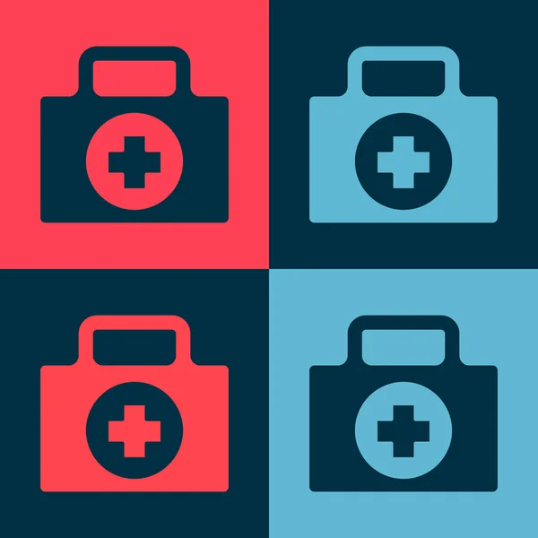 Pop Art First Aid Kit Icon Isolated Color Background Medical — Stock Vector