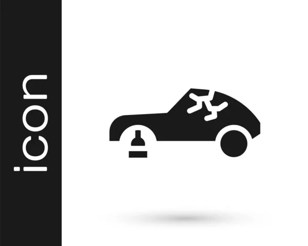 Grijs Gebroken Auto Pictogram Geïsoleerd Witte Achtergrond Auto Verliefdheid Vector — Stockvector