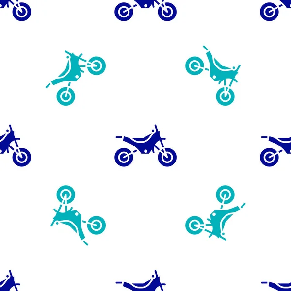 Bicicleta Montaña Azul Icono Aislado Patrón Sin Costuras Sobre Fondo — Vector de stock