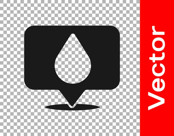 Black Water Drop Mit Ortssymbol Isoliert Auf Transparentem Hintergrund Vektorillustration — Stockvektor