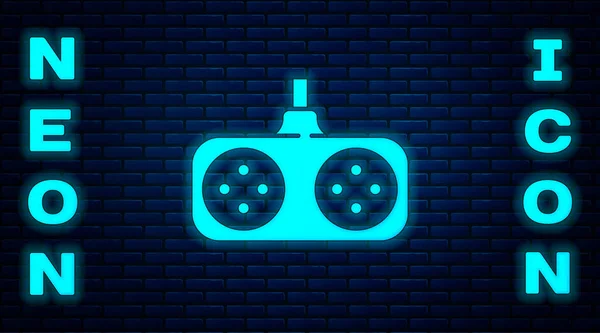 Leuchtende Neon Gamepad Symbol Isoliert Auf Backsteinwand Hintergrund Spielkontrolle Vektorillustration — Stockvektor