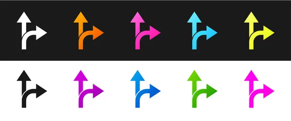 Verkehrszeichen Setzen Wegweiser Symbol Isoliert Auf Schwarz Weißem Hintergrund Zeigersymbol — Stockvektor