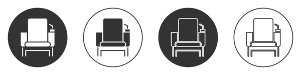 Cadeira Cinema Preto Ícone Isolado Fundo Branco Botão Circular Ilustração — Vetor de Stock