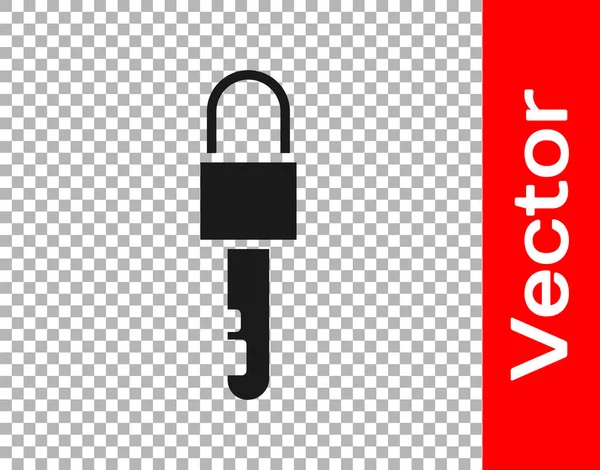 Black Locked Key Icon Isolated Transparent Background Vector Illustration — Stock Vector
