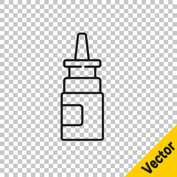 Black Line Flasche Nasenspray Symbol Isoliert Auf Transparentem Hintergrund Vektorillustration — Stockvektor
