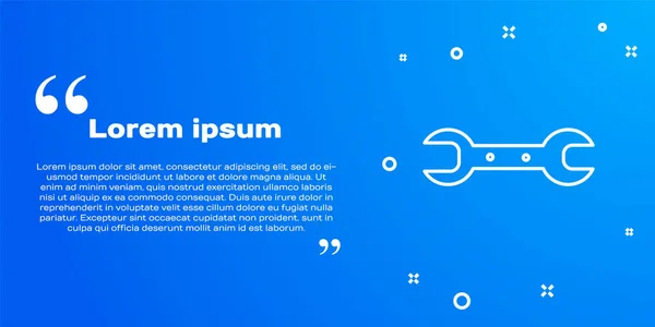 白い線青の背景に隔離されたレンチスパナのアイコン ベクターイラスト — ストックベクタ