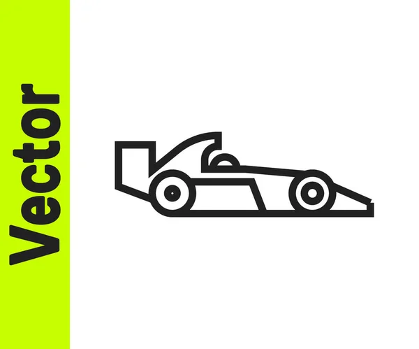 Ligne Noire Formule Icône Voiture Course Isolé Sur Fond Blanc — Image vectorielle