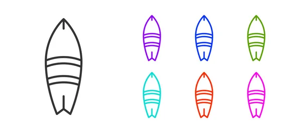 Ligne Noire Icône Planche Surf Isolée Sur Fond Blanc Planche — Image vectorielle