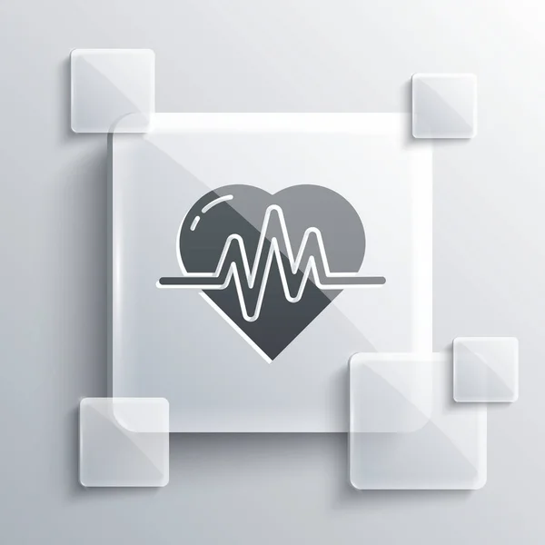 Grey Heart Rate Icon Isolated Grey Background Heartbeat Sign Heart — Stock Vector