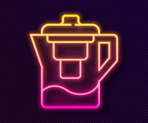 Glowing neon line Water jug with a filter icon isolated on black background. Vector Illustration — Stock Illustration Glowing Neon Line Water Jug Filter Icon Isolated Black Background Royalty Free Stock Vectors