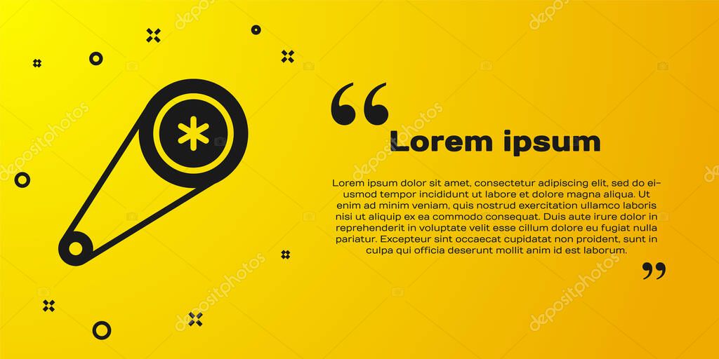 Black Timing belt kit icon isolated on yellow background.  Vector Illustration