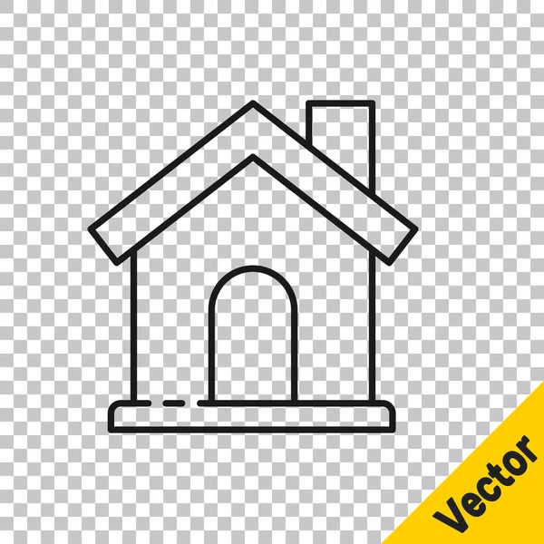 Icono Black Line House Aislado Sobre Fondo Transparente Símbolo Casero — Vector de stock