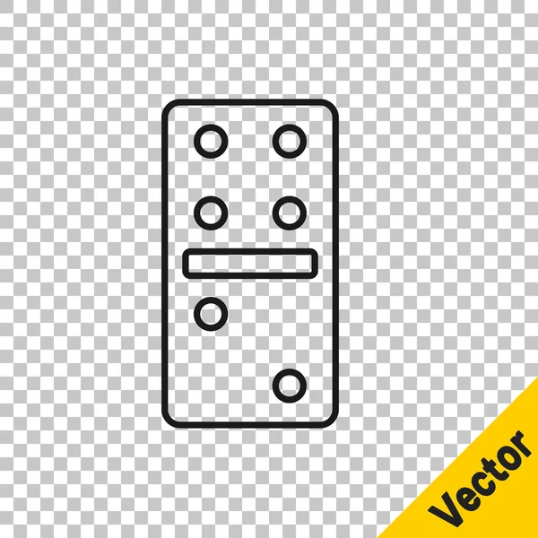 Ligne Noire Icône Domino Isolé Sur Fond Transparent Illustration Vectorielle — Image vectorielle