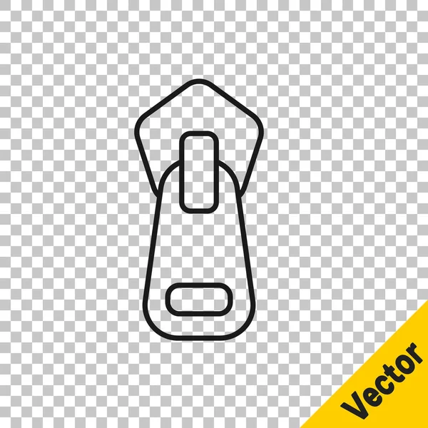 Ikon Zipper Garis Hitam Diisolasi Pada Latar Belakang Transparan Ilustrasi - Stok Vektor