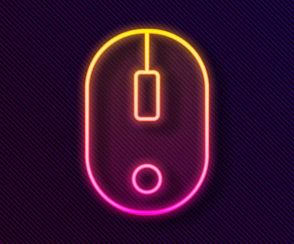 Glowing Neon Line Computer Mouse Icon Isolated Black Background Optical — Stock Vector