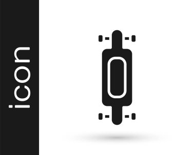 Gri uzun tahta ya da kaykay kruvazörü ikonu beyaz arka planda izole edildi. Olağanüstü bir spor. Spor malzemeleri. Vektör İllüstrasyonu