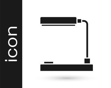 Gri masa lambası simgesi beyaz arkaplanda izole edildi. Ofis lambası. Vektör İllüstrasyonu