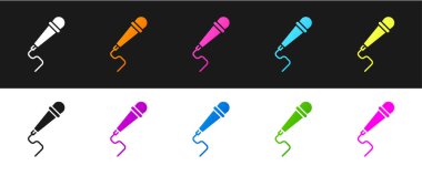 Mikrofon simgesini siyah beyaz arkaplanda izole et. Radyodaki mikrofondan. Sözcü işareti. Vektör İllüstrasyonu