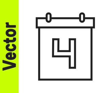 4 Temmuz tarihli Siyah Çizgi Günü takvimi beyaz arkaplanda izole edildi. ABD Bağımsızlık Günü. 4 Temmuz. Vektör İllüstrasyonu