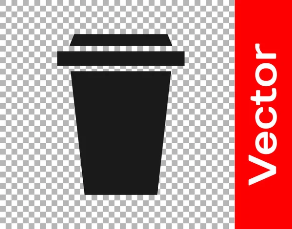 Tasse Café Noire Pour Aller Icône Isolée Sur Fond Transparent — Image vectorielle