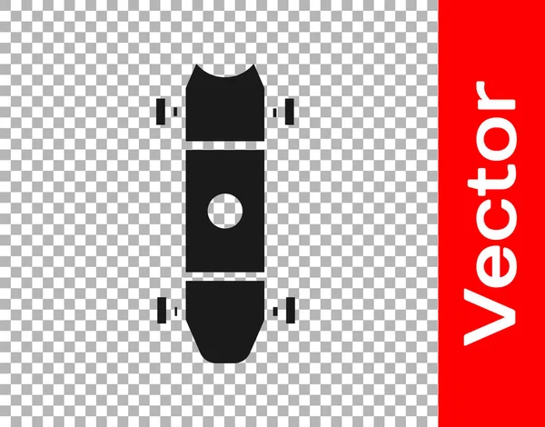 Schwarzes Longboard Oder Skateboard Cruiser Symbol Isoliert Auf Transparentem Hintergrund — Stockvektor